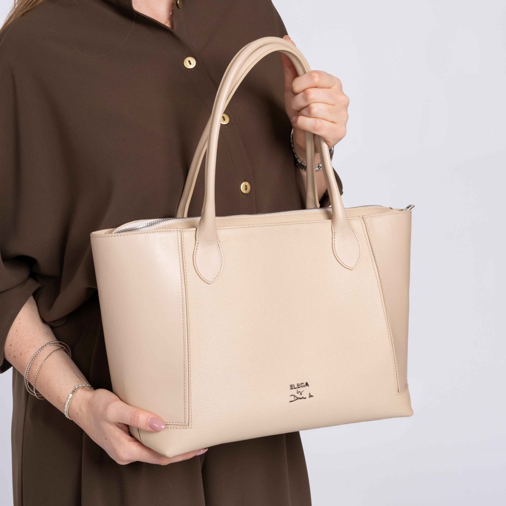 Shopper kabelka Bassotto béžová/stříbro (7)