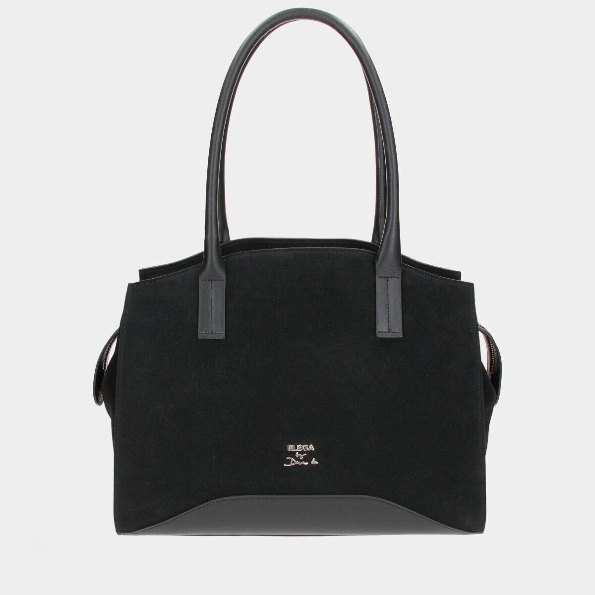 Levně Shopper kabelka Mossy černá velur/stříbro
