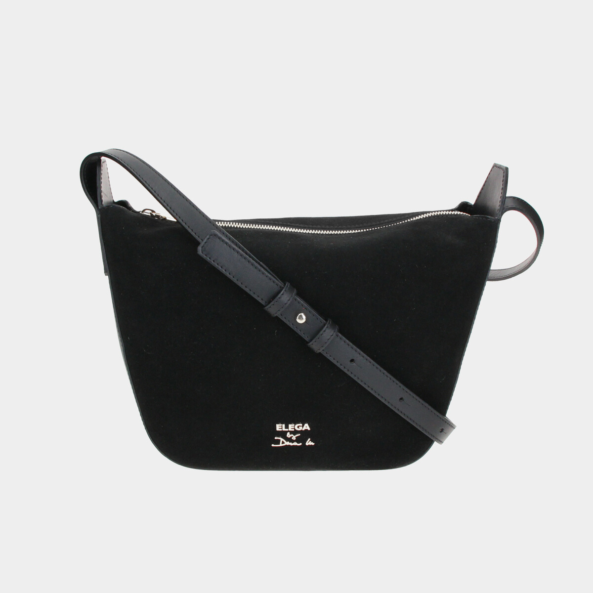 Levně Crossbody kabelka Mossy černá velur/stříbro