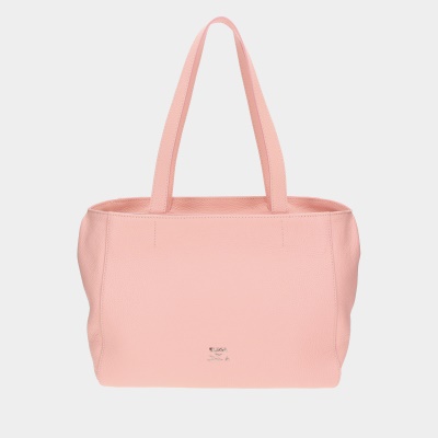 Veľká shopper na rameno Casual ružová/striebro