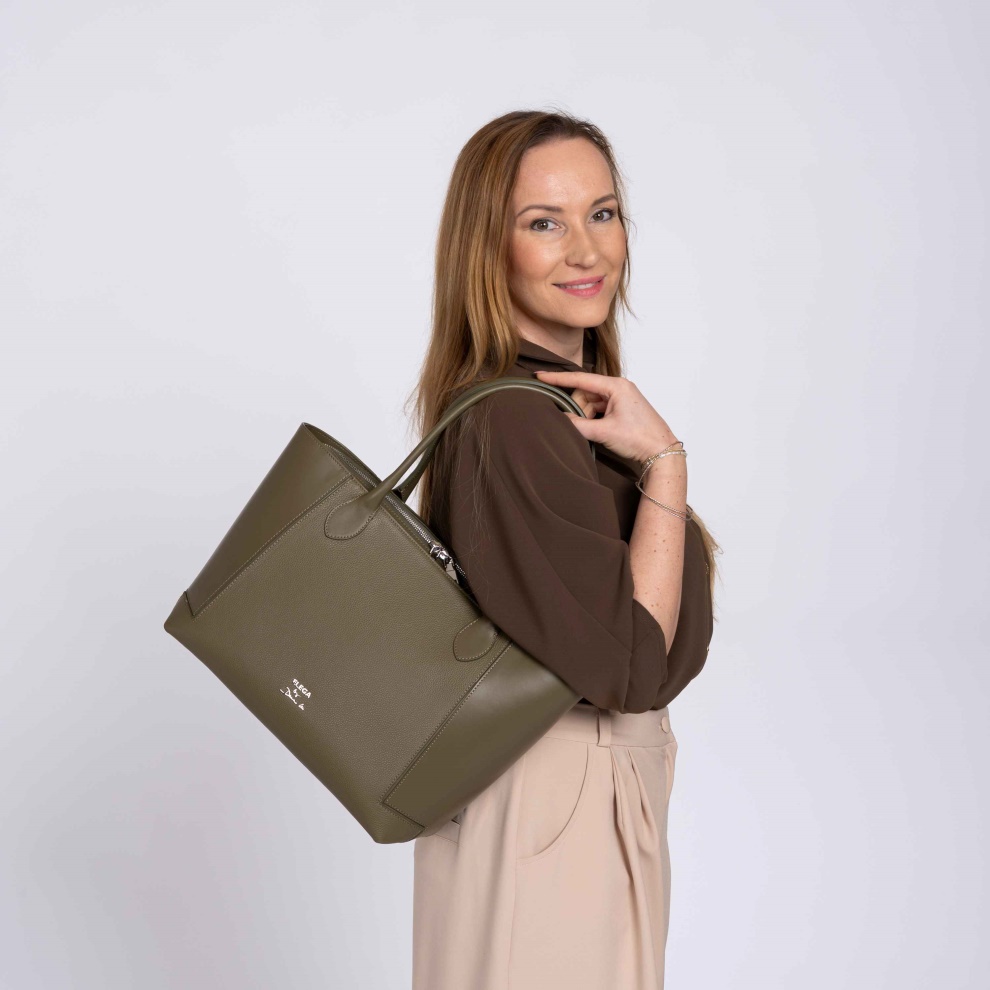 Shopper kabelka Bassotto béžová/stříbro (6)