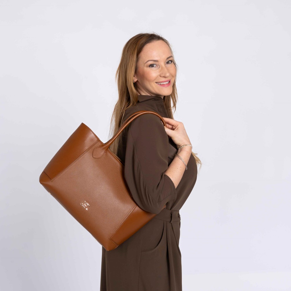 Shopper kabelka Bassotto béžová/stříbro (4)