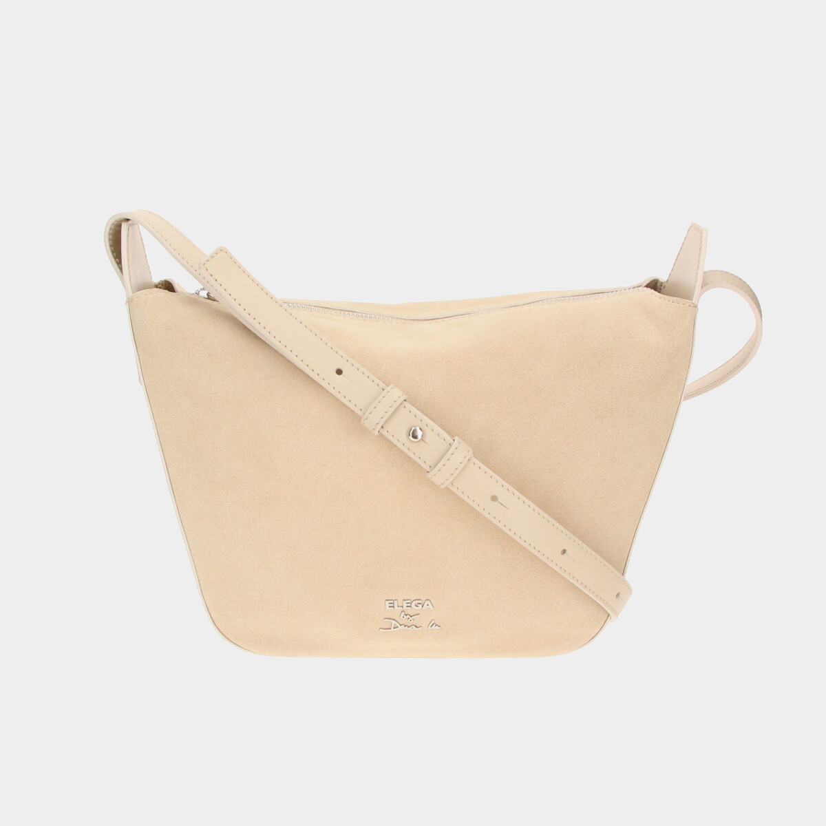 Levně Crossbody kabelka Mossy béžová velur/stříbro