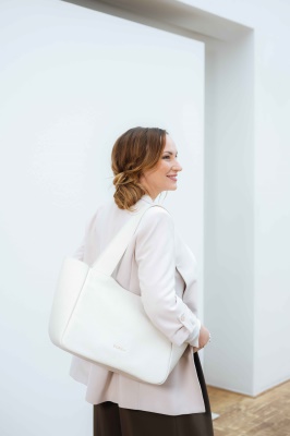Shopper kabelka Ivory offwhite/zlato